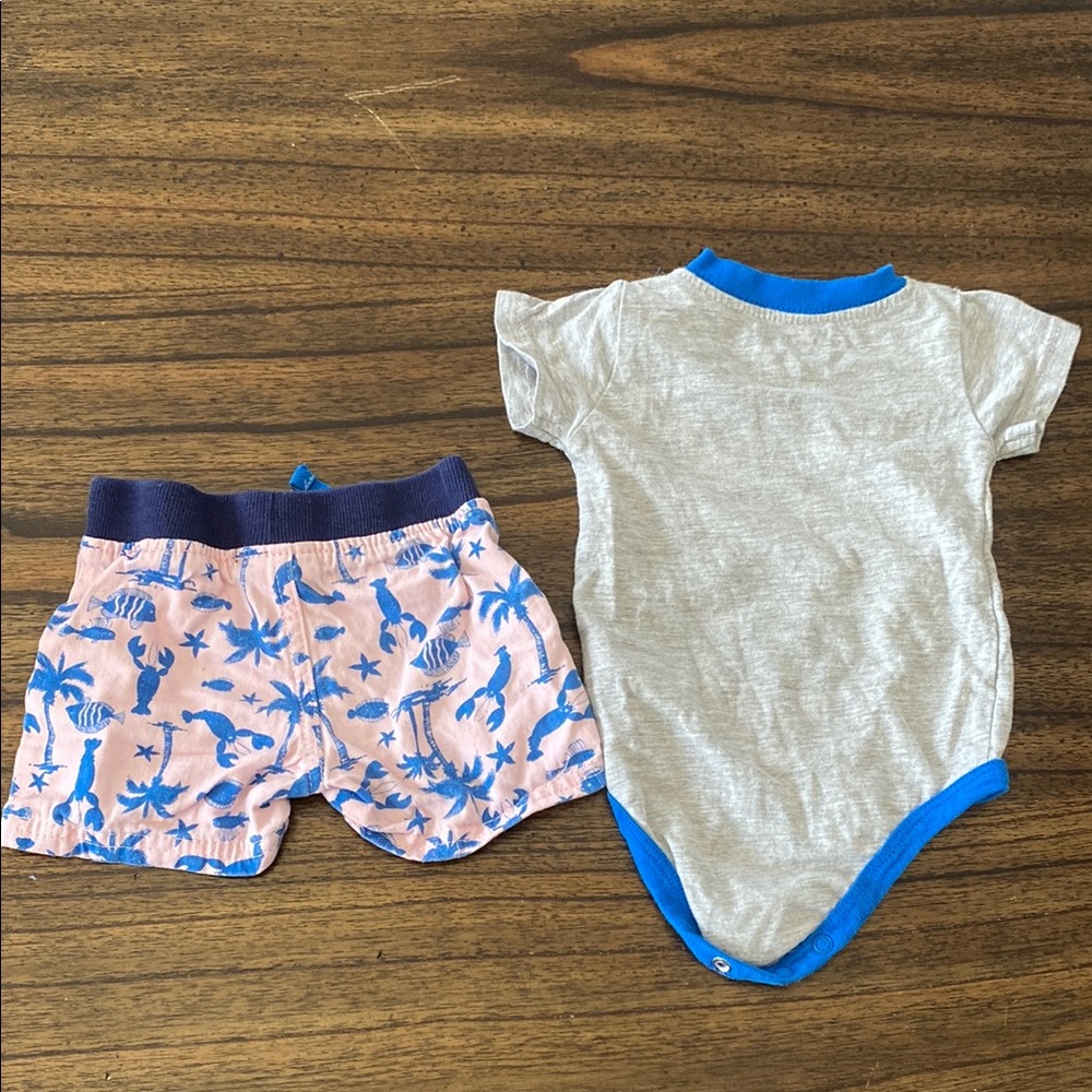 Little Rebels “Oh Snap!” Lobster Bodysuit & Shorts Set 3–6M - Picture 4 of 4
